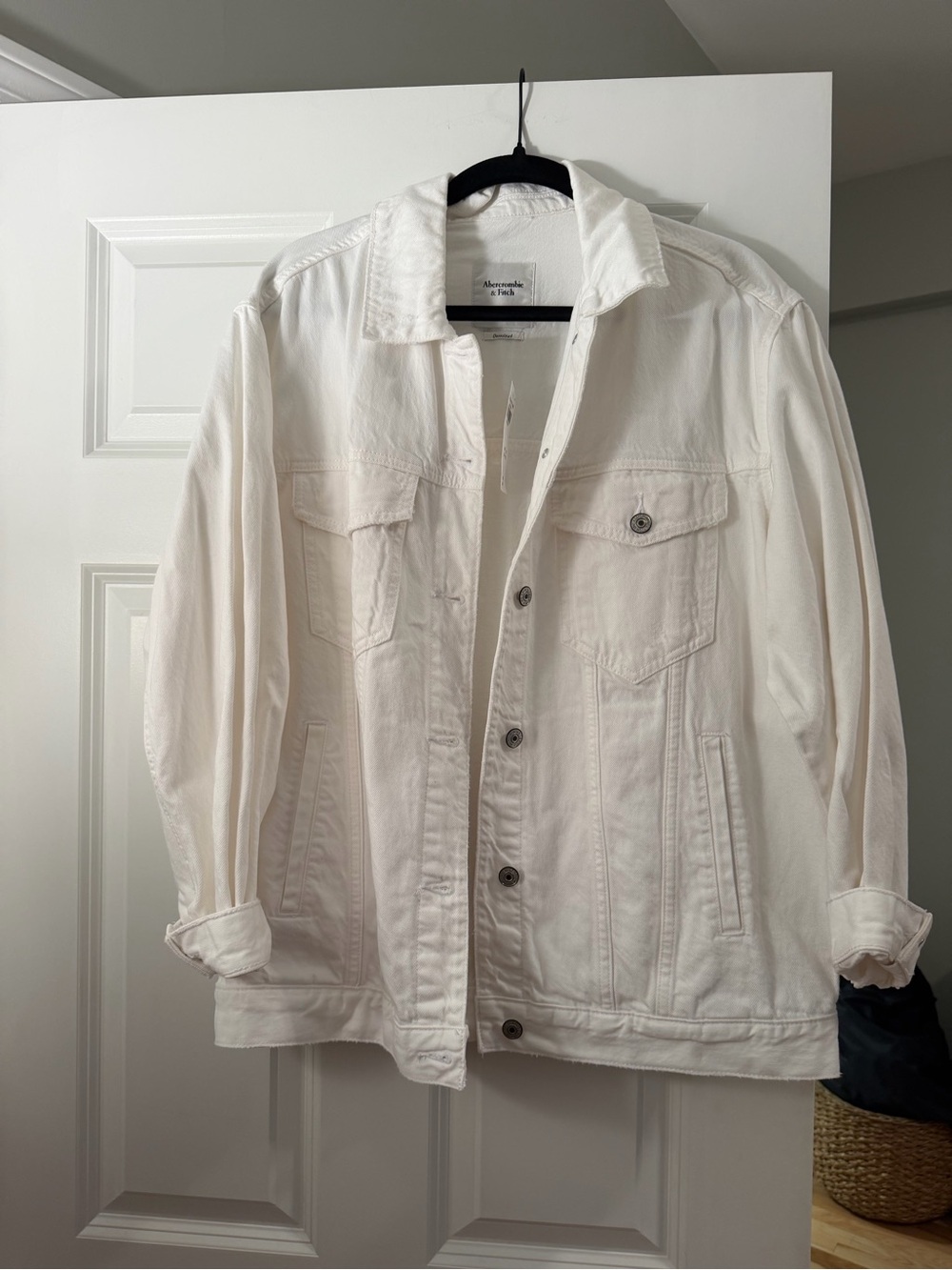 Abercrombie and Fitch oversized white denim jacket